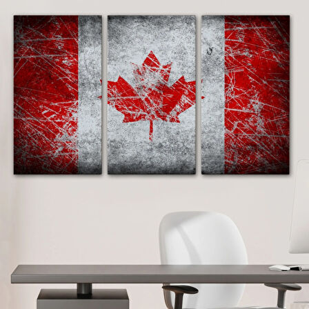 Kanada Bayrağı Rustik Ev ve Ofis Dekor Dekoratif Kanvas Tablo, Duvar Dekoru 5403