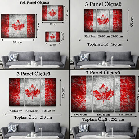 Kanada Bayrağı Rustik Ev ve Ofis Dekor Dekoratif Kanvas Tablo, Duvar Dekoru 5403