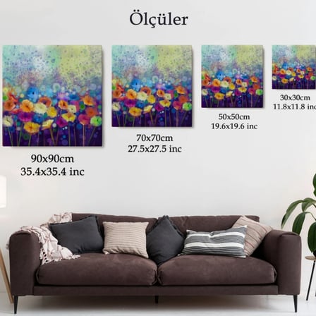 Suluboya Görünüm Çiçekler Soyut Çalışma Dekoratif Kanvas Tablo, Duvar Dekoru 5830