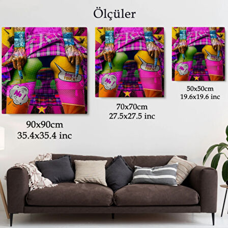Pop Art Don’t Touch Yazılı Cesur Dekoratif Kanvas Tablo, Duvar Dekoru 5891
