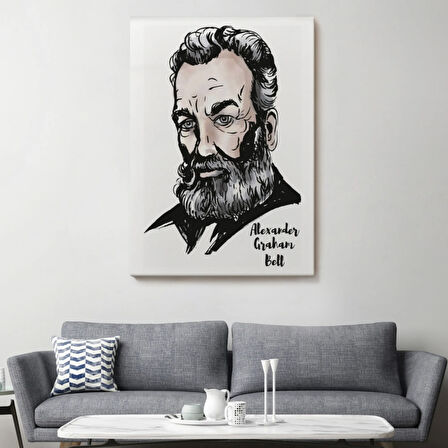 Bilim İnsanı Telefonun Mucidi Alexander Graham Bell Dekoratif Kanvas Tablo, Duvar Dekoru 5916