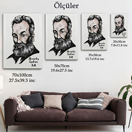 Bilim İnsanı Telefonun Mucidi Alexander Graham Bell Dekoratif Kanvas Tablo, Duvar Dekoru 5916