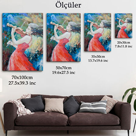 Keman Virtüözü Müzisyen Kadın Dekoratif Kanvas Tablo, Duvar Dekoru 5922