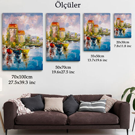 Yağlıboya Görünüm Renkli Şemsiyeler Dekoratif Kanvas Tablo, Duvar Dekoru 5932