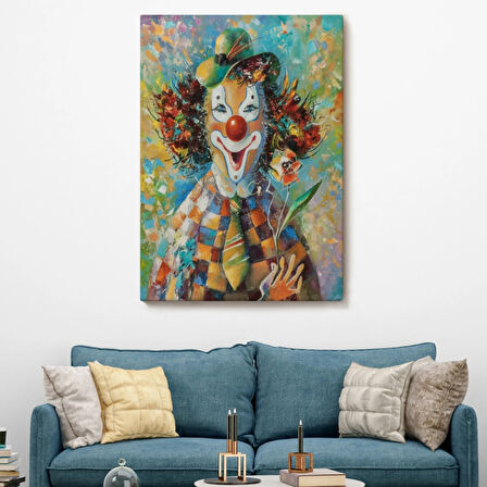 Palyaço Renkli Dekoratif Kanvas Tablo, Duvar Dekoru 5934