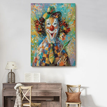 Palyaço Renkli Dekoratif Kanvas Tablo, Duvar Dekoru 5934