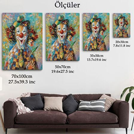 Palyaço Renkli Dekoratif Kanvas Tablo, Duvar Dekoru 5934