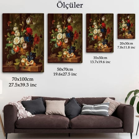 Yağlıboya Görünüm Meyveler ve Çiçekler Dekoratif Kanvas Tablo, Duvar Dekoru 5939