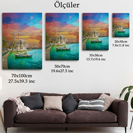 Yağlıboya Görünüm Boğaz Köprüsü ve Ortaköy Cami Dekoratif Kanvas Tablo, Duvar Dekoru 5946