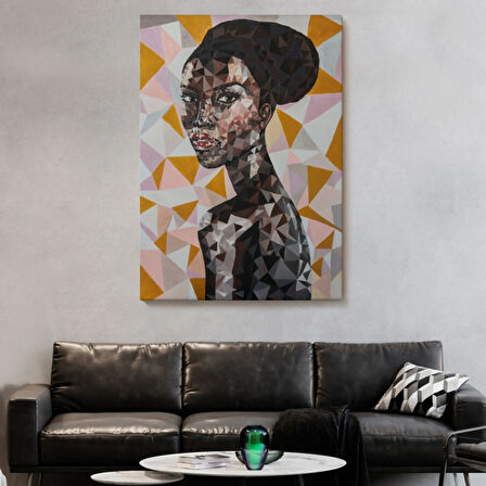 Afrikalı Siyahi Kadın Dekoratif Kanvas Tablo, Duvar Dekoru 5949