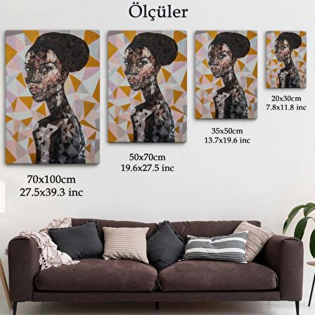 Afrikalı Siyahi Kadın Dekoratif Kanvas Tablo, Duvar Dekoru 5949