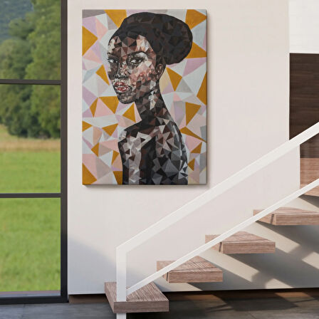 Afrikalı Siyahi Kadın Dekoratif Kanvas Tablo, Duvar Dekoru 5949