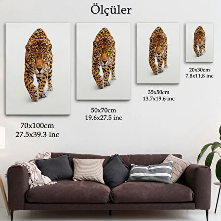 Vahşi Leopar Hayvan Temalı Dekoratif Kanvas Tablo, Duvar Dekoru 5957