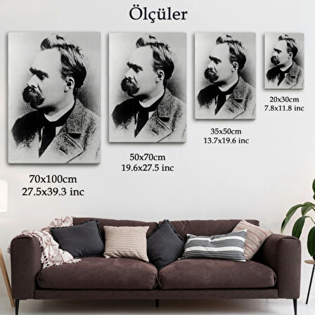 Friedrich Nietzsche Alman Filozof Siyah Beyaz Dekoratif Kanvas Tablo, Duvar Dekoru 5963