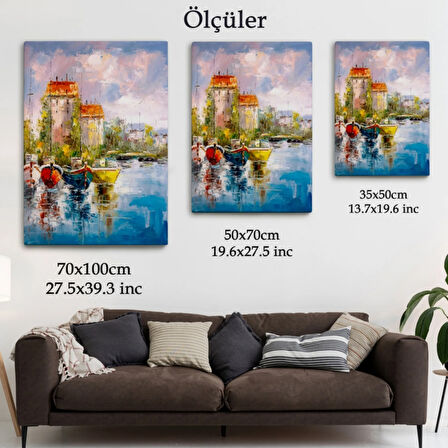 Yağlıboya Görünüm Liman Dekoratif Kanvas Tablo, Duvar Dekoru 5981