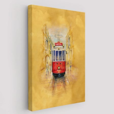 Tarihi Tramvay ve İstiklal Caddesi Dekoratif Kanvas Tablo, Duvar Dekoru 5987