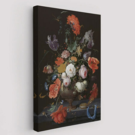 Renkli Çiçekli Vazo Dekoratif Kanvas Tablo, Duvar Dekoru 5996