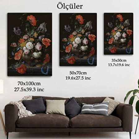 Renkli Çiçekli Vazo Dekoratif Kanvas Tablo, Duvar Dekoru 5996