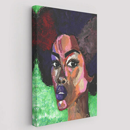 Pop Art Afrikalı Kadın Portresi Dekoratif Kanvas Tablo, Duvar Dekoru 6004