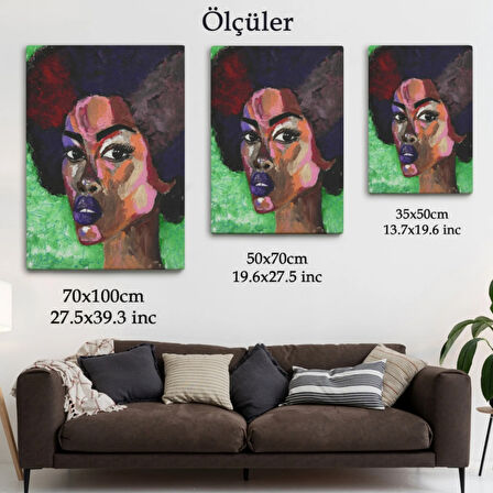 Pop Art Afrikalı Kadın Portresi Dekoratif Kanvas Tablo, Duvar Dekoru 6004