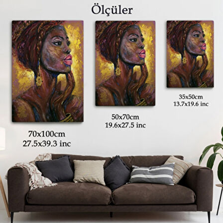 Pop Art Afrikalı Kadın Portresi Dekoratif Kanvas Tablo, Duvar Dekoru 6008