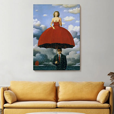 Sürreal Kırmızı Elbiseli Kadın Dekoratif Kanvas Tablo, Duvar Dekoru 6022