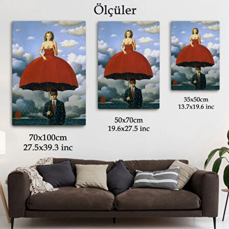 Sürreal Kırmızı Elbiseli Kadın Dekoratif Kanvas Tablo, Duvar Dekoru 6022