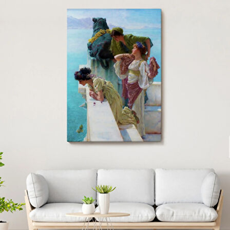 Denize Bakan Kızlar ve Yalıları Dekoratif Kanvas Tablo, Duvar Dekoru 6037