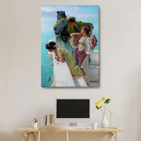 Denize Bakan Kızlar ve Yalıları Dekoratif Kanvas Tablo, Duvar Dekoru 6037