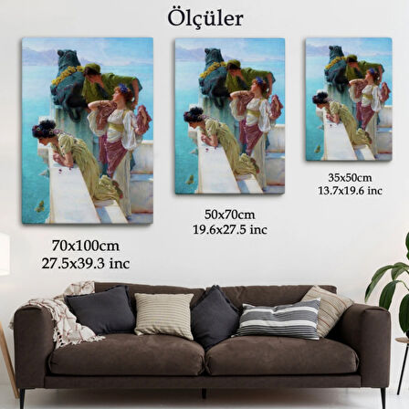 Denize Bakan Kızlar ve Yalıları Dekoratif Kanvas Tablo, Duvar Dekoru 6037