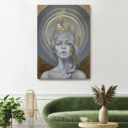 Güzel Kadın ve Altın Detayları Dekoratif Kanvas Tablo, Duvar Dekoru 6044