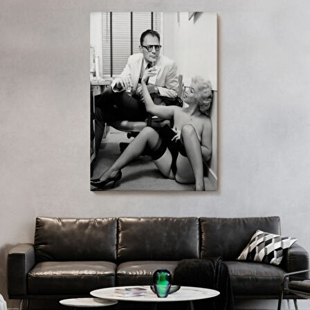 Arthur Miller ve Marilyn Monroe Cesur Pozu Dekoratif Kanvas Tablo, Duvar Dekoru 6063