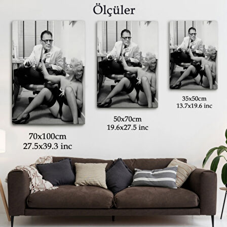 Arthur Miller ve Marilyn Monroe Cesur Pozu Dekoratif Kanvas Tablo, Duvar Dekoru 6063