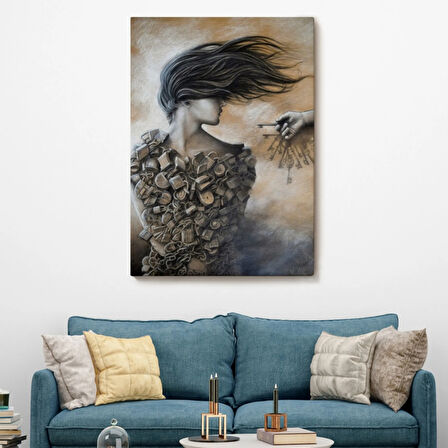 Kadın Kilitler İçinde Dekoratif Kanvas Tablo, Duvar Dekoru 6067