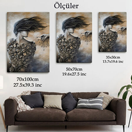 Kadın Kilitler İçinde Dekoratif Kanvas Tablo, Duvar Dekoru 6067