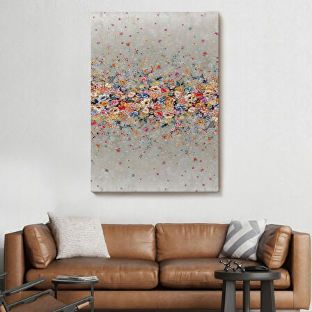 Renkli Çiçekler Temalı Dekoratif Kanvas Tablo, Duvar Dekoru 6085