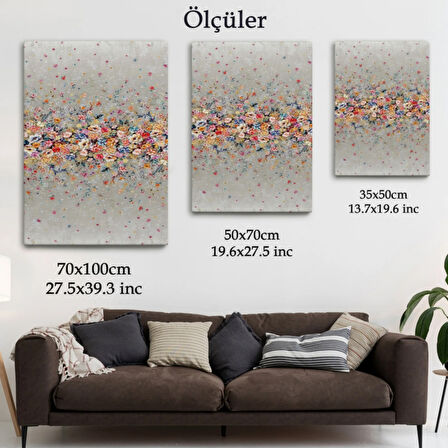 Renkli Çiçekler Temalı Dekoratif Kanvas Tablo, Duvar Dekoru 6085