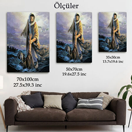 İsa Peteri Kurtarıyor Dekoratif Kanvas Tablo, Duvar Dekoru 6092