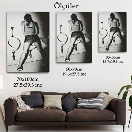 Pisuvara İşeyen Kadın İronik Dekoratif Kanvas Tablo, Duvar Dekoru 6093