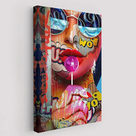 Renkli Kadın Pop Art Sokak Sanatı Dekoratif Kanvas Tablo, Duvar Dekoru 6107
