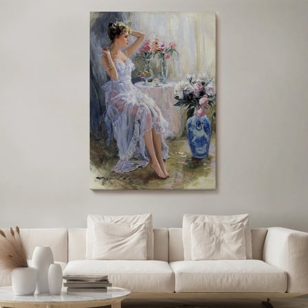 Güzel Kız ve Beyaz Kıyafeti Dekoratif Kanvas Tablo, Duvar Dekoru 6108