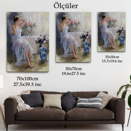 Güzel Kız ve Beyaz Kıyafeti Dekoratif Kanvas Tablo, Duvar Dekoru 6108
