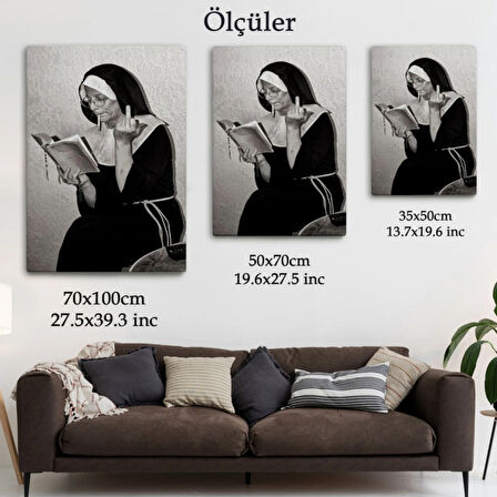 Rahibe ve Orta Parmak İşareti Dekoratif Kanvas Tablo, Duvar Dekoru 6126