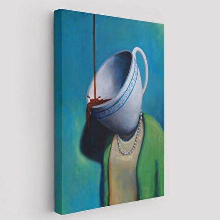 Kadın ve Kahve Dekoratif Kanvas Tablo, Duvar Dekoru 6128