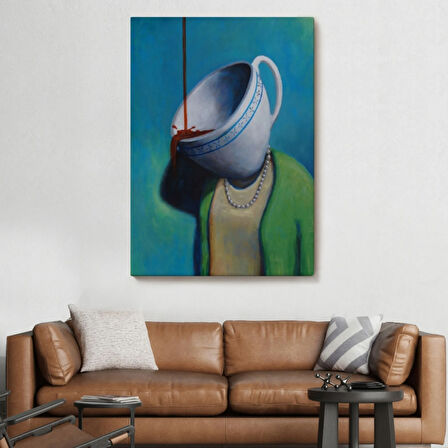 Kadın ve Kahve Dekoratif Kanvas Tablo, Duvar Dekoru 6128