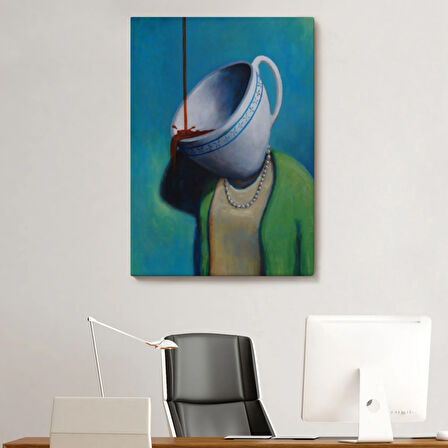 Kadın ve Kahve Dekoratif Kanvas Tablo, Duvar Dekoru 6128