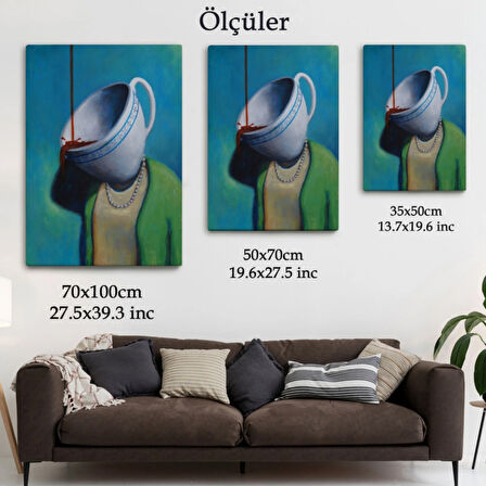 Kadın ve Kahve Dekoratif Kanvas Tablo, Duvar Dekoru 6128