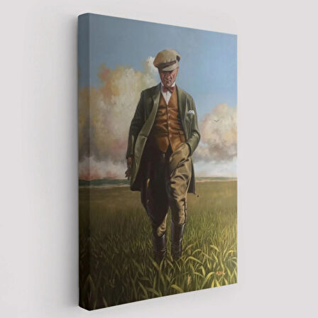 Mustafa Kemal Atatürk Tarlada Dekoratif Kanvas Tablo, Duvar Dekoru 6132