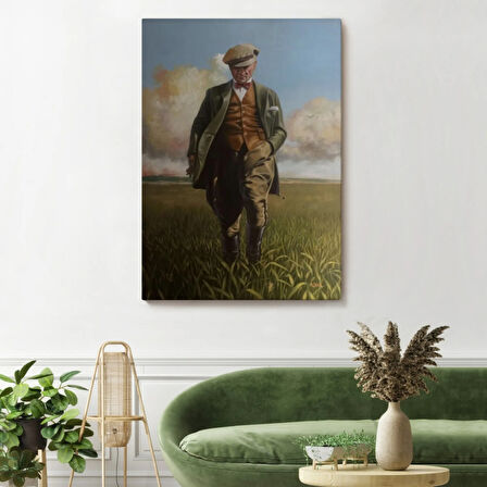 Mustafa Kemal Atatürk Tarlada Dekoratif Kanvas Tablo, Duvar Dekoru 6132