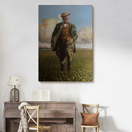 Mustafa Kemal Atatürk Tarlada Dekoratif Kanvas Tablo, Duvar Dekoru 6132